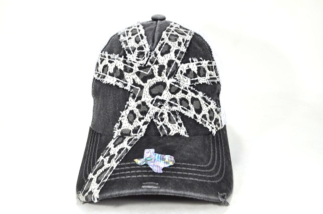 073-PLAIN PIGMENT VINTAGE LEOPARD CROSS TRUCKER WHITE/WHITE MESH